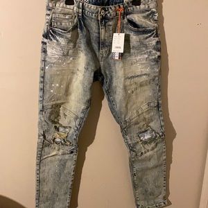 Distressed smoke jeans